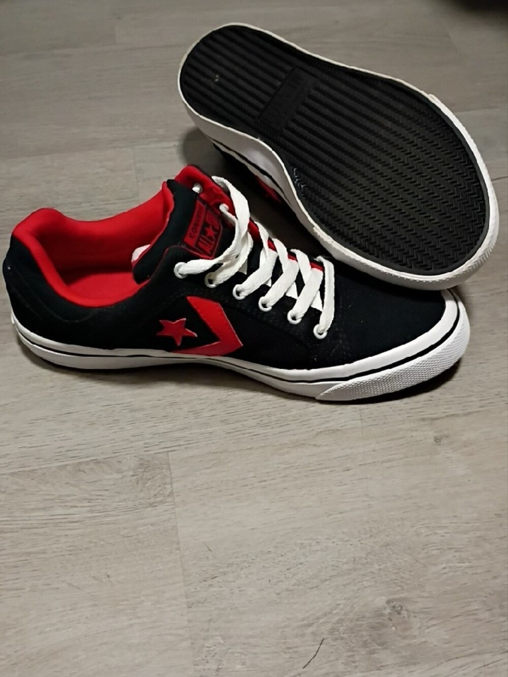 Converse Men's Low-Top Sneakers in Black and Red - Picture 7 of 8